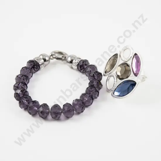 Kagi Crystal Bead Bracelet with Dolce Vita Gem Set Dress Ring