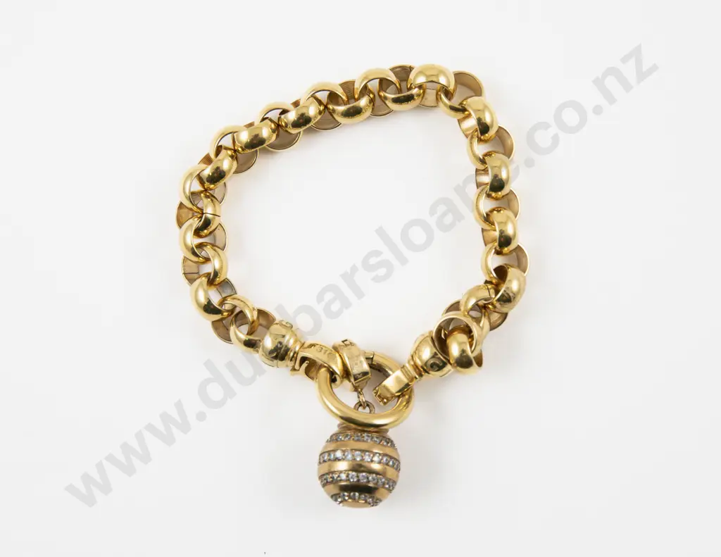 Kagi Plated Stainless Steel Trace Link Bracelet with Crystal Ball Pendant Image 1++