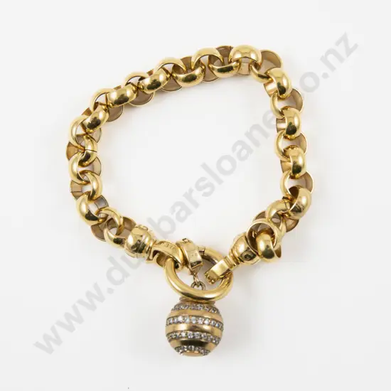 Kagi Plated Stainless Steel Trace Link Bracelet with Crystal Ball Pendant