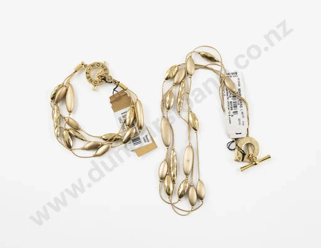 Monet Gold Plated Fancy Link Necklace with Matching Bracelet Image 1++