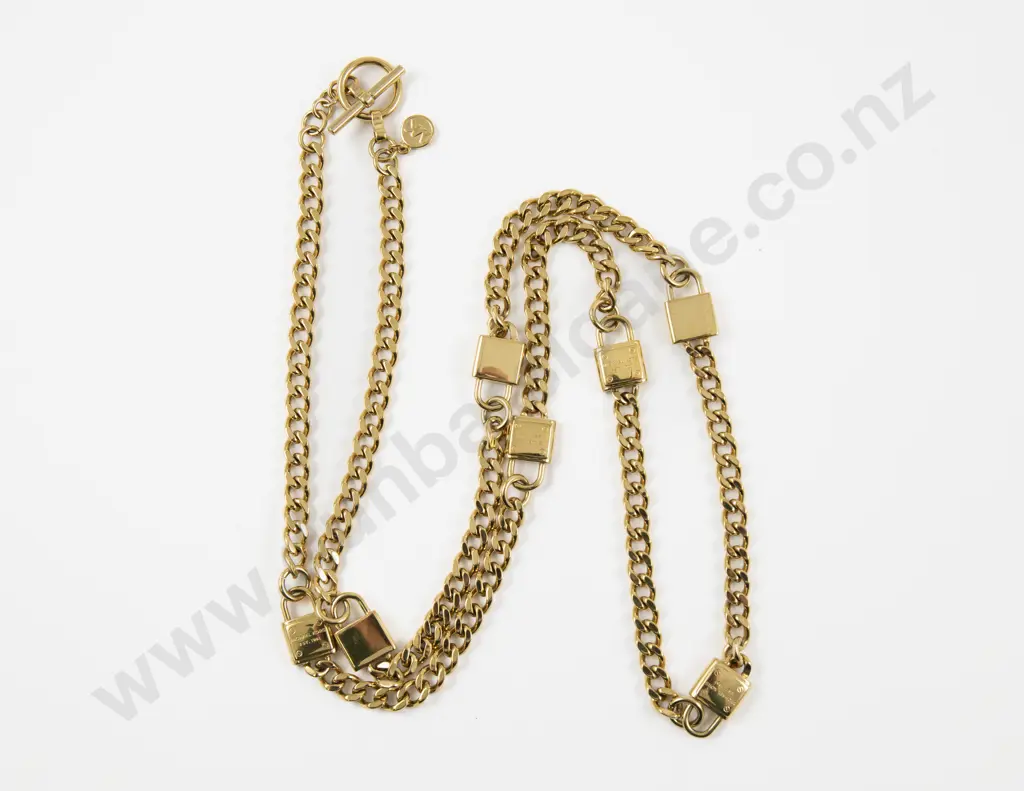 Michael Kors Gold Plated Interconnected Padlock Charm Necklace Image 1++