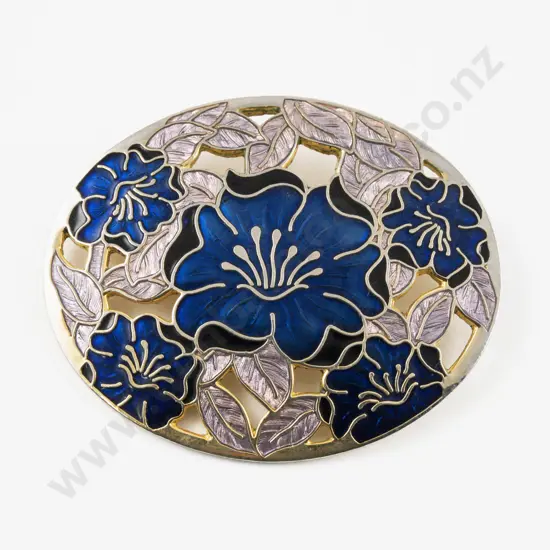 Vintage Fish & Crown Cloisonne Enamel Brooch