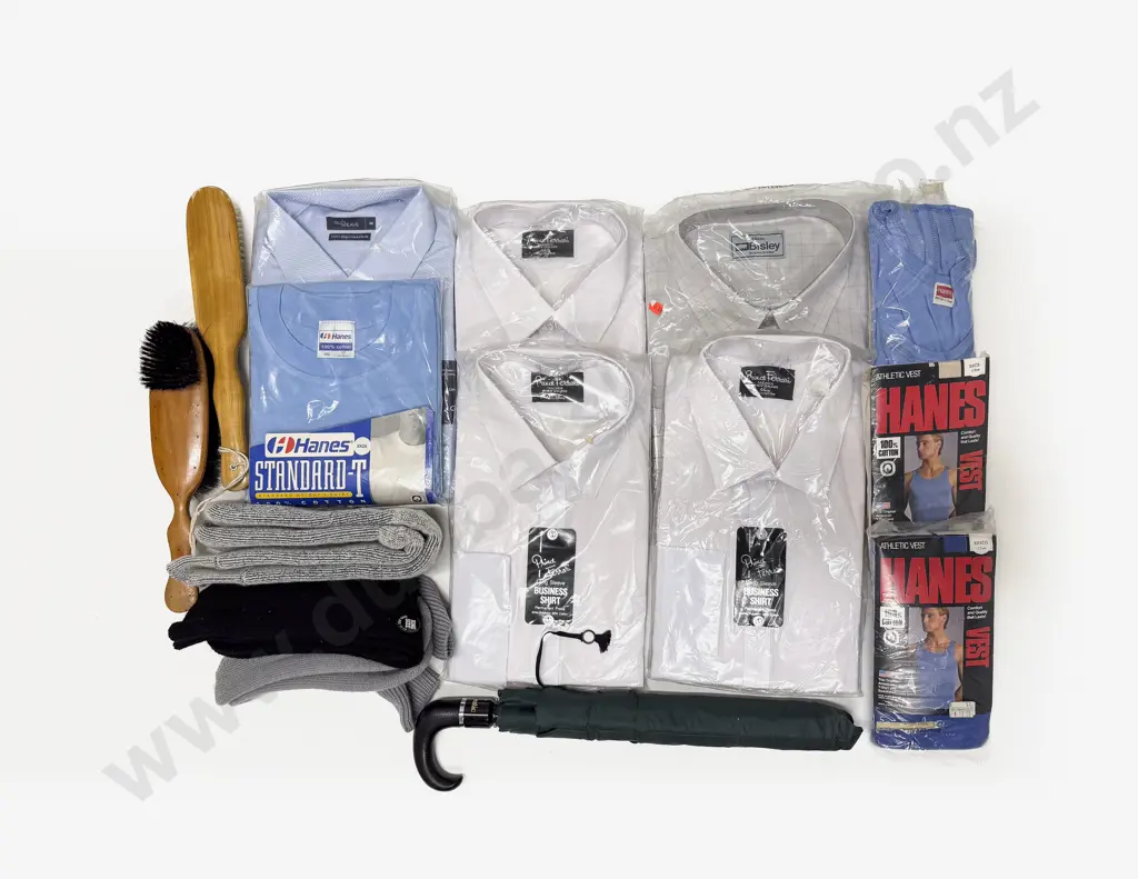 Collection of Gents Dress Shirts Socks Clothes Brushes and Others Image 1++