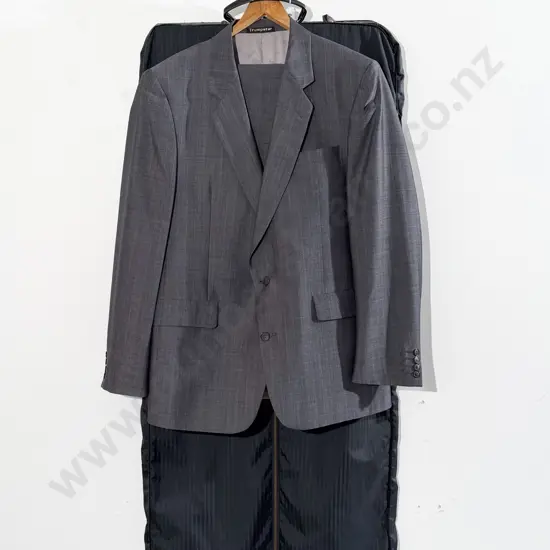Trumpeter by Hart Schaffner & Marx Gents Grey Suit Jacket and Pants together with Suit Carry Bag