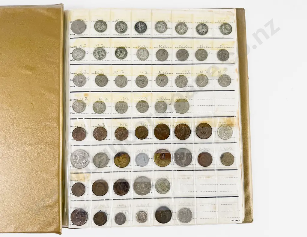 Coin Album of NZ and World Pocket Change Coinage (some silver content coins) Image 1++
