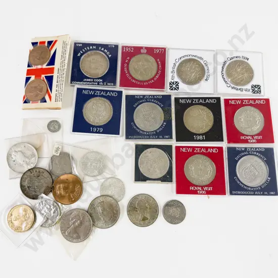 Commemorative $1 x10 1953 Crownx3 1922 US Silver Dollar and nine assorted coins and medal