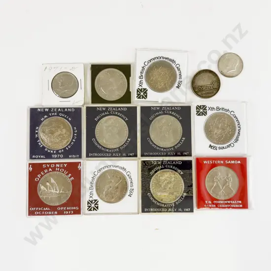 NZ And Assorted Commemorative $1 x9 1953 Crown US Half Dollar x2 & Bayern Medal