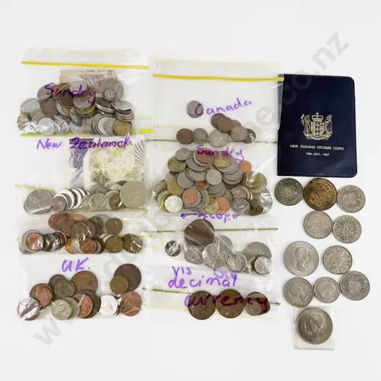 Qty Vintage NZ and World Pocket Change Coinage