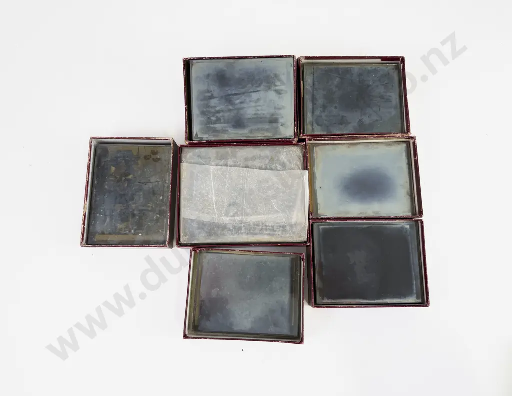 Collection C1906 Family Negative Glass Slides titles including Wellington Bays (7 boxes) Image 1++