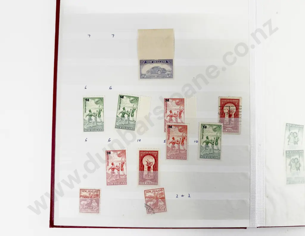 NZ Stock Book Album Vintage including Victoria - Health Mint and Used and UK Castles Image 1++