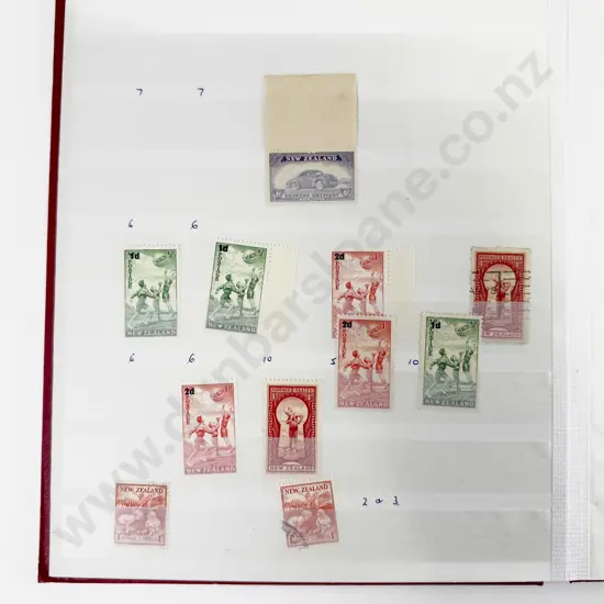 NZ Stock Book Album Vintage including Victoria - Health Mint and Used and UK Castles