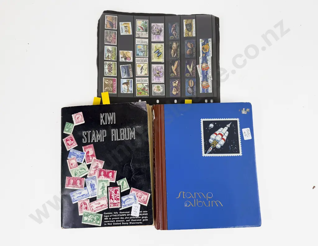 Vintage World Stamp and Stock Book Albums with NZ Image 1++