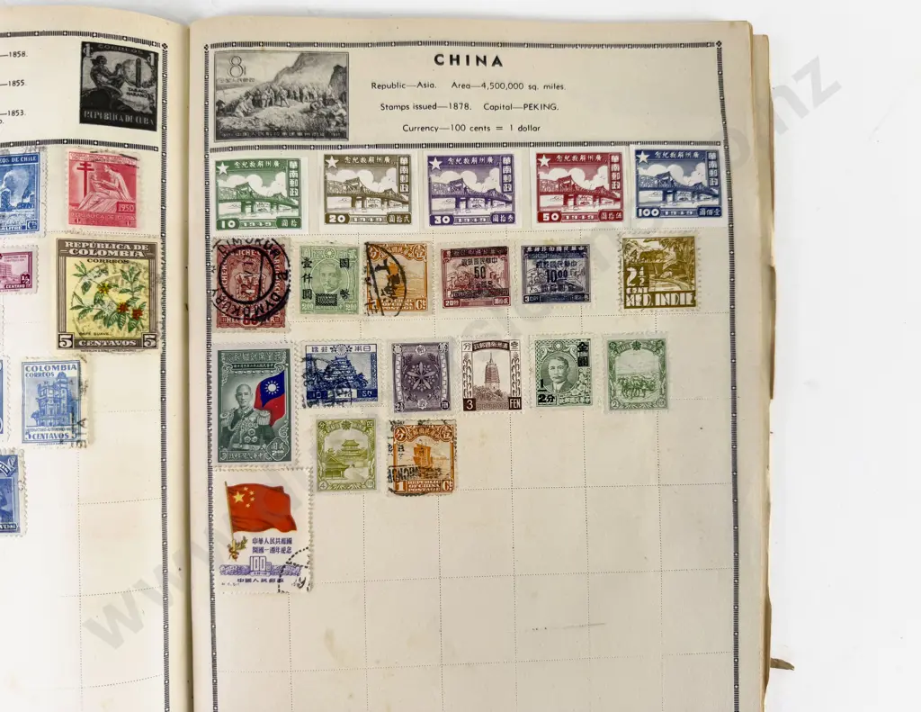 Vintage World Stamp and Stock Book Albums with NZ Image 1++