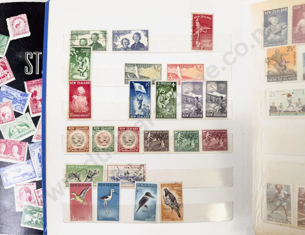 Vintage World Stamp and Stock Book Albums with NZ Image 1++