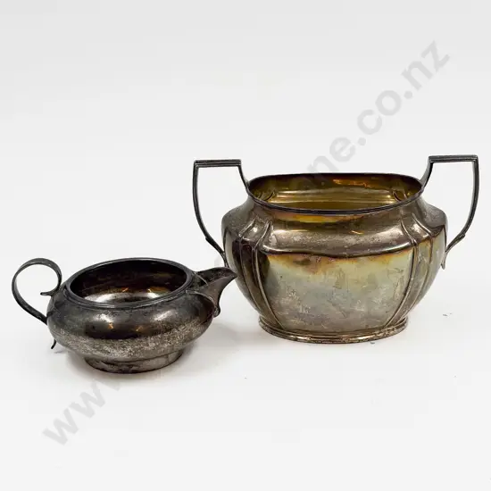S/S Sugar together with Associated S/S Cream Jug