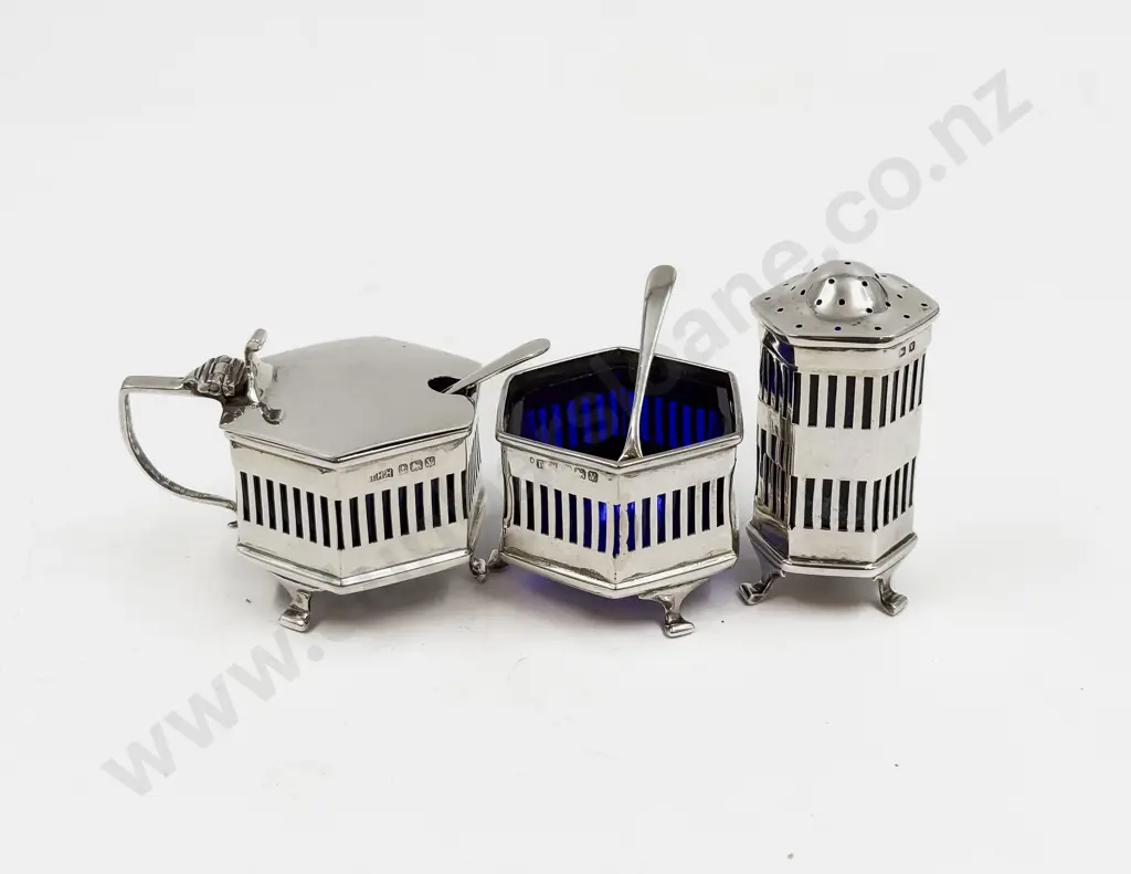 S/S Three Pce Condiment Set & Two Mustard Spoons Image 1++