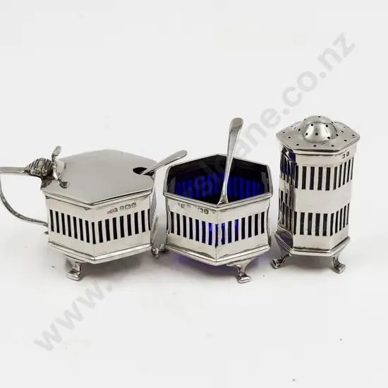 S/S Three Pce Condiment Set & Two Mustard Spoons