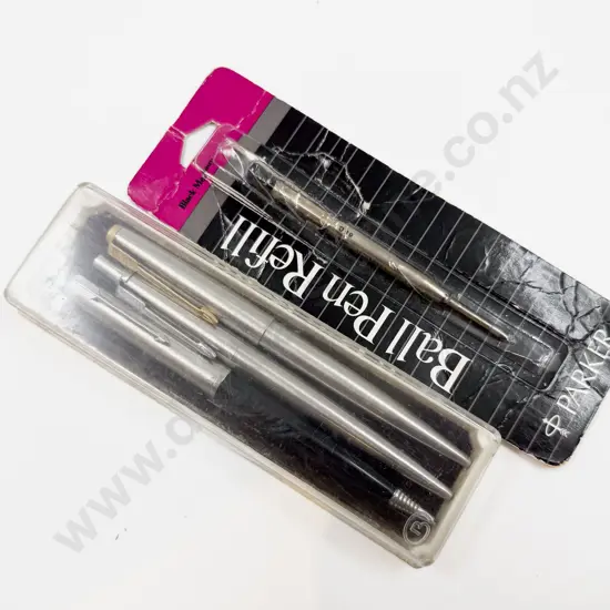 Three Parker Ballpoint Pens together with Refill