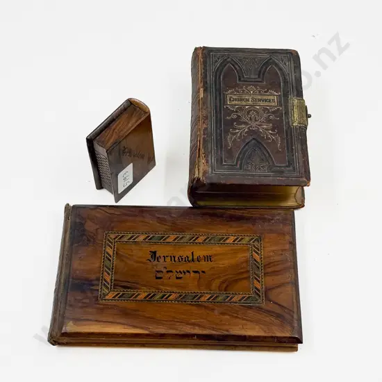 Flowers in View of the Holy Land Jerusalem together with Church Services Book & Other Trinket Box