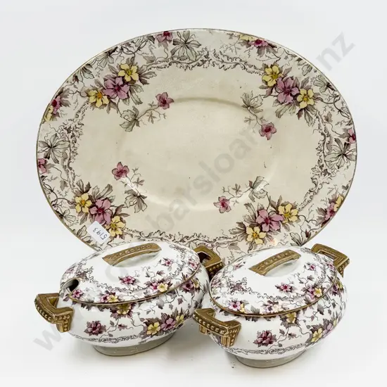 Conway Ashet together with Pair of Small Vegetable Tureens (Some Faults)