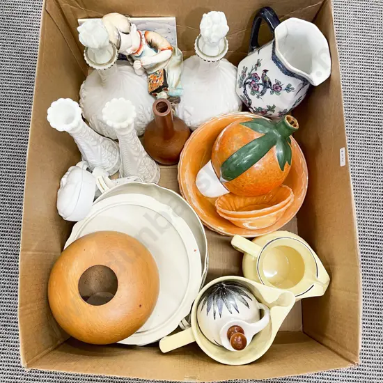 Box Qty of Assorted incl Hanmer Pottery Ewer