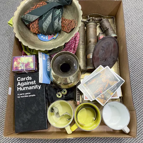 Box Qty of Assorted incl Metalware Card Games etc
