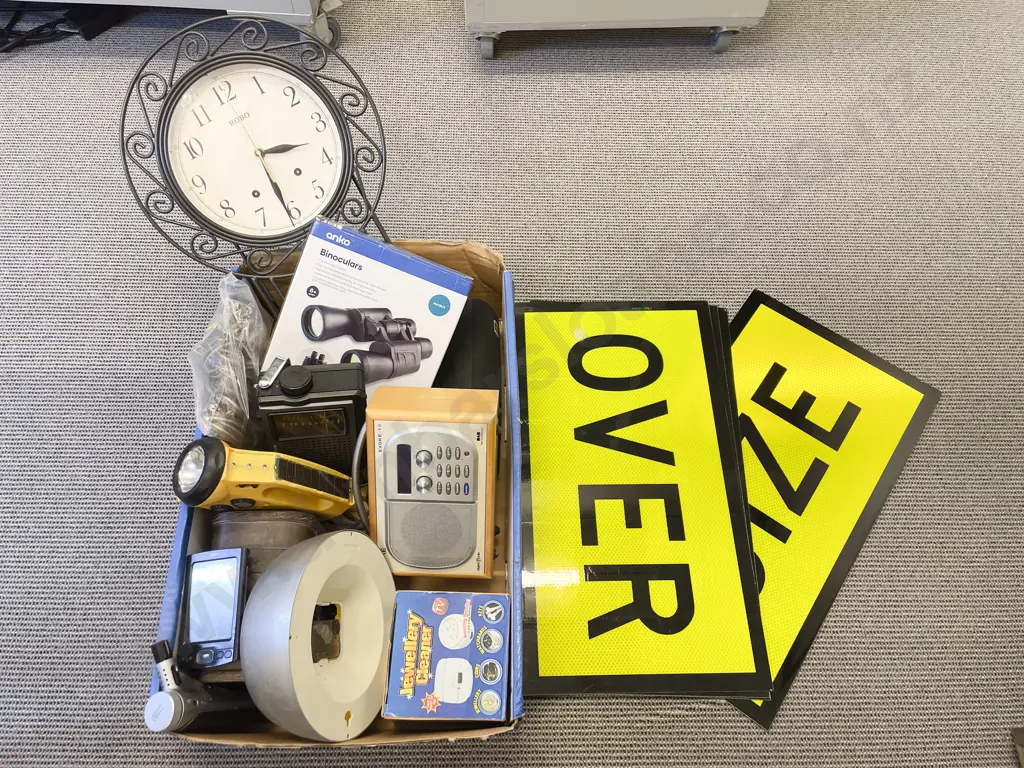 Box of Assorted incl Radios & Binoculars etc Image 1++