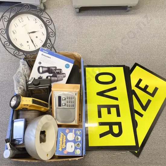 Box of Assorted incl Radios & Binoculars etc