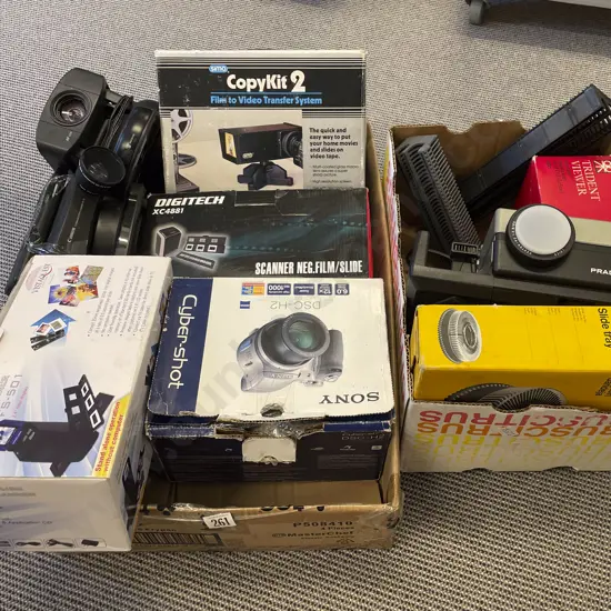 Two Boxes of Assorted Electronics together with Slide Projector etc