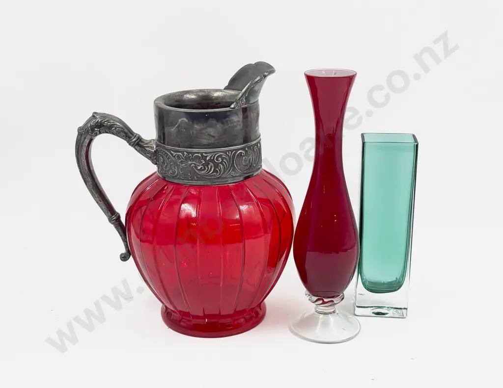 Art Glass Jug & Two Vases Image 1++