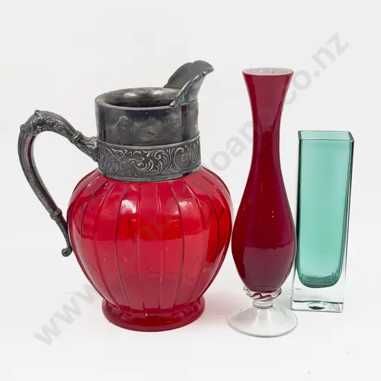 Art Glass Jug & Two Vases
