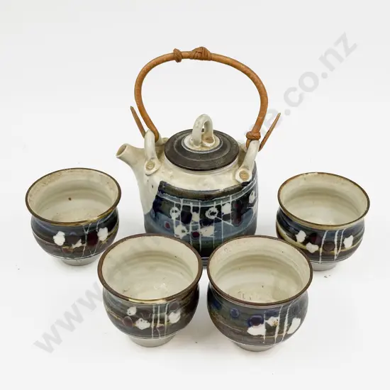Pottery Teapot & Four Yuomi