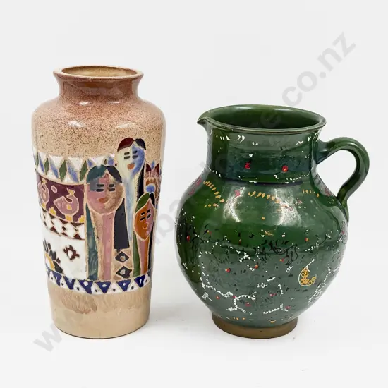 Pottery Vase together with Pottery Jug