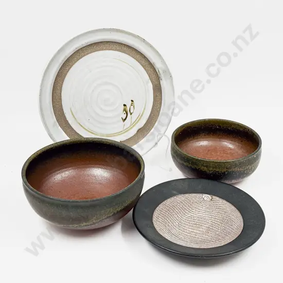 Peter Shearer Dish together with Three Pieces of Assorted Pottery