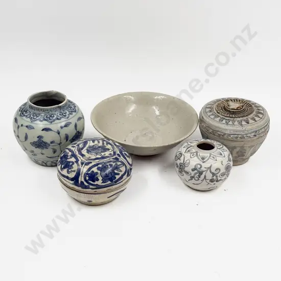 Small Chinese Blue & White Vase together with Trinket Box Bowl & Other Vase etc