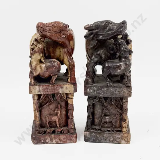 A Pair of Chinese Carved Soastone Seals