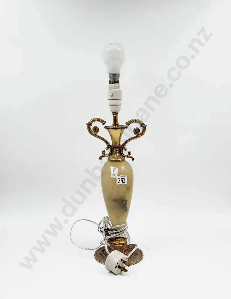 Onyx & Brass Table Lamp Image 1++