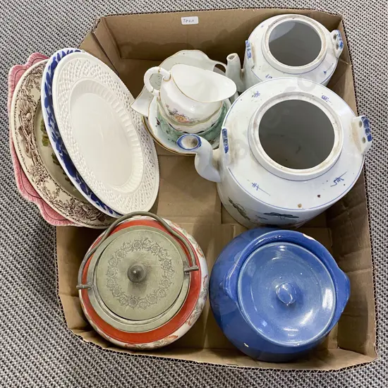 Box Qty of Assorted China incl Biscuit Barrel