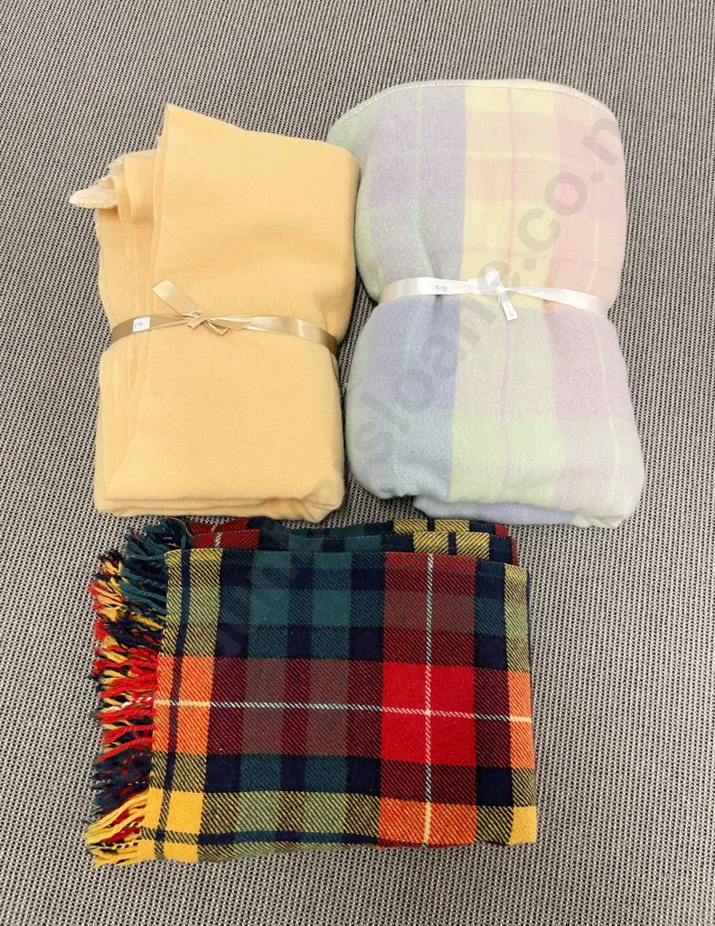 Three Assorted Woollen Blankets Image 1++
