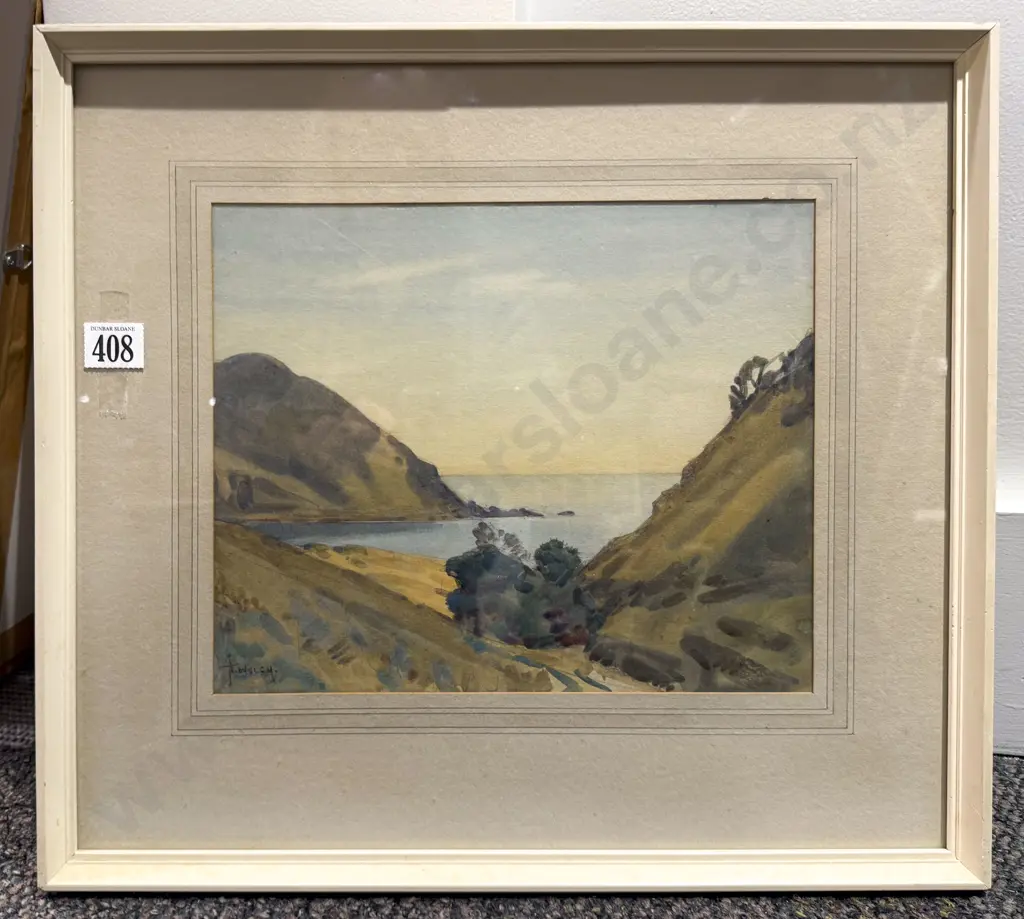 Nugent Welch - Hillside Coastal Study - Watercolour Image 1++