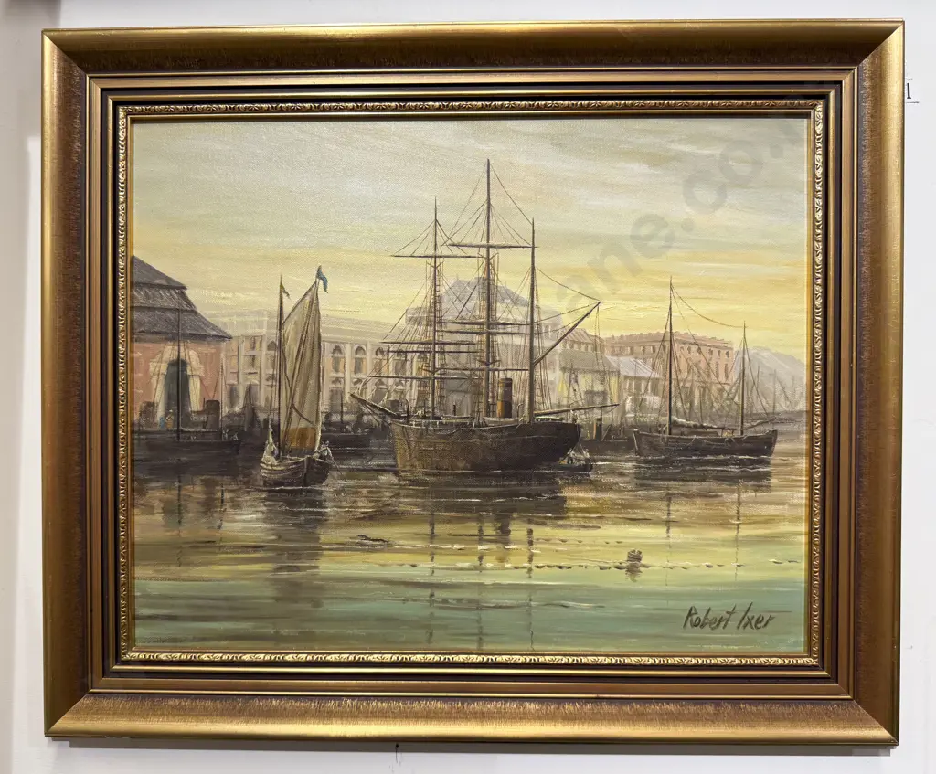 Robert Ixer - "Antarctic Icebreaker in Customhouse Quay" - Oil on Board Image 1++