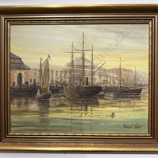 Robert Ixer - "Antarctic Icebreaker in Customhouse Quay" - Oil on Board