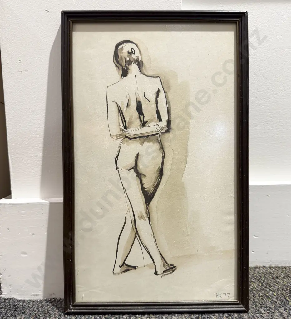 Signed NK - Nude Study - Watercolour Image 1++