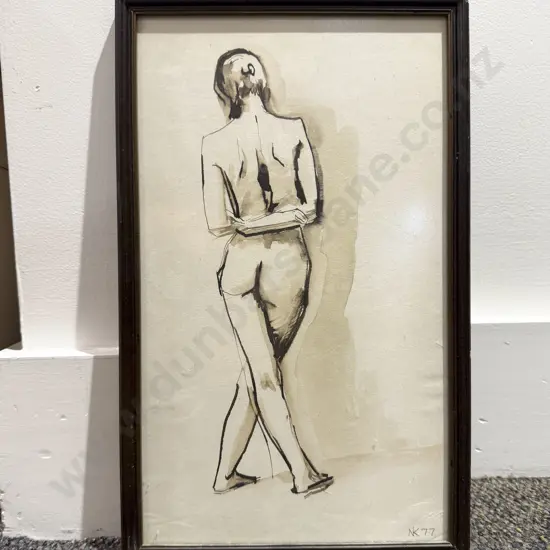 Signed NK - Nude Study - Watercolour