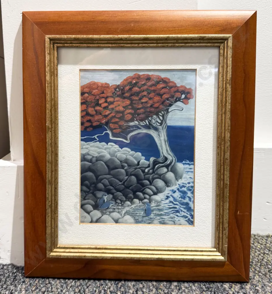 Framed NZ Print - Pohutakawa Tree Image 1++