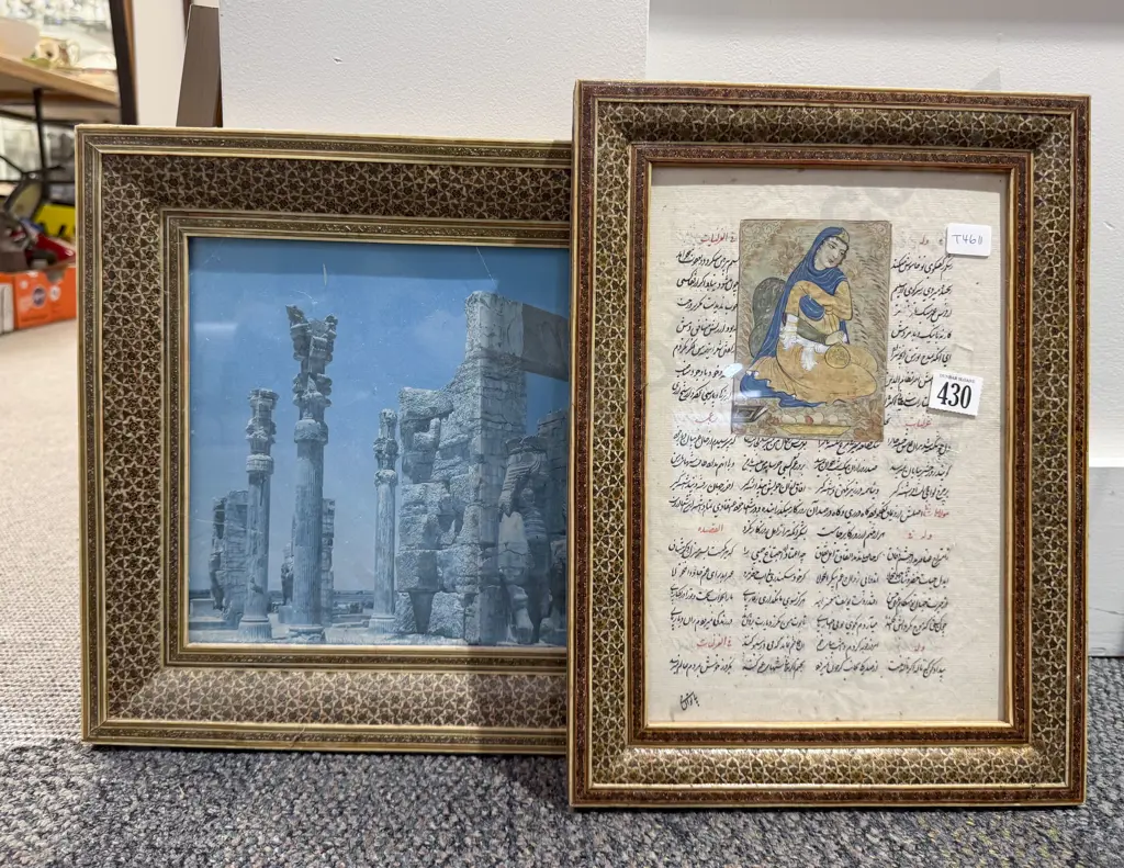 Two Heavily Inlaid Framed Print & Other Image 1++