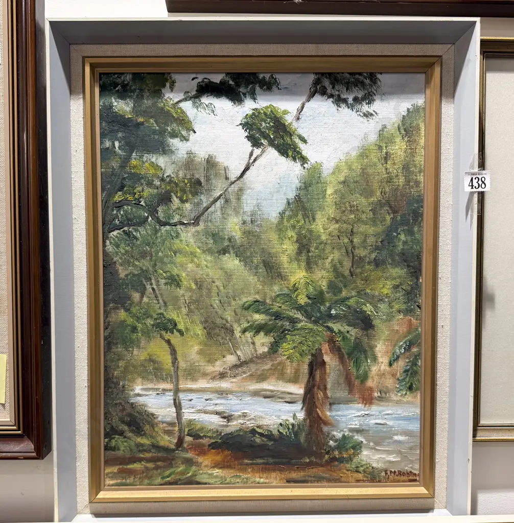 F. M. Robertson - Creek Scene - Oil on Board Image 1++