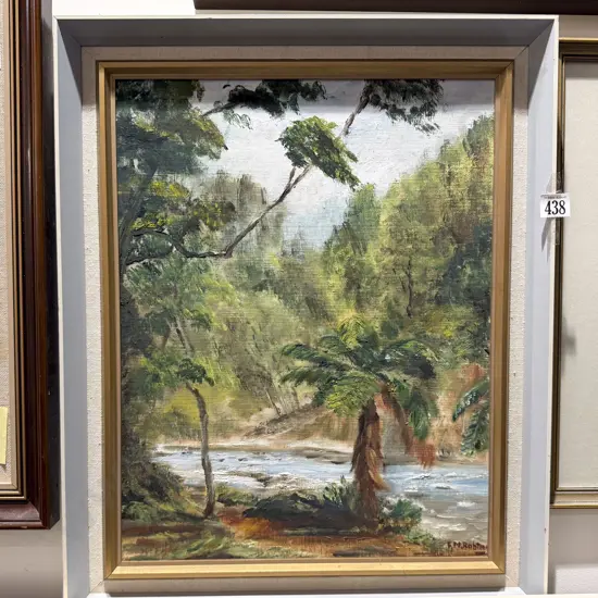 F. M. Robertson - Creek Scene - Oil on Board