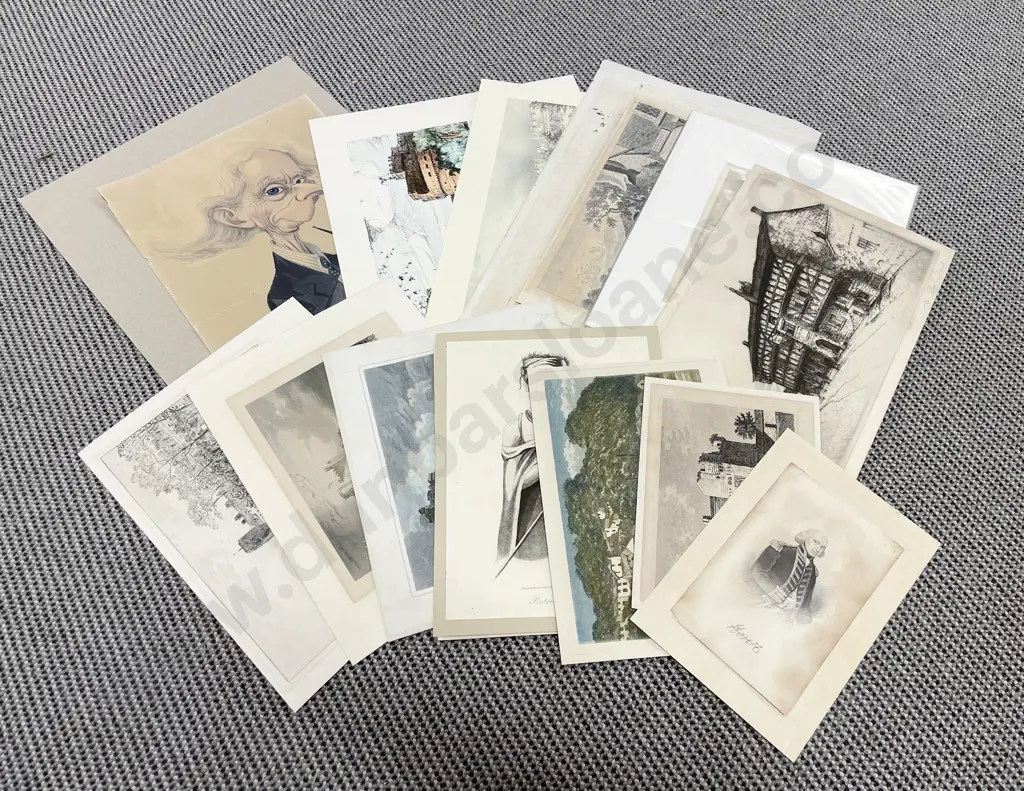 Qty of Assorted Unframed Etchings & Prints Image 1++