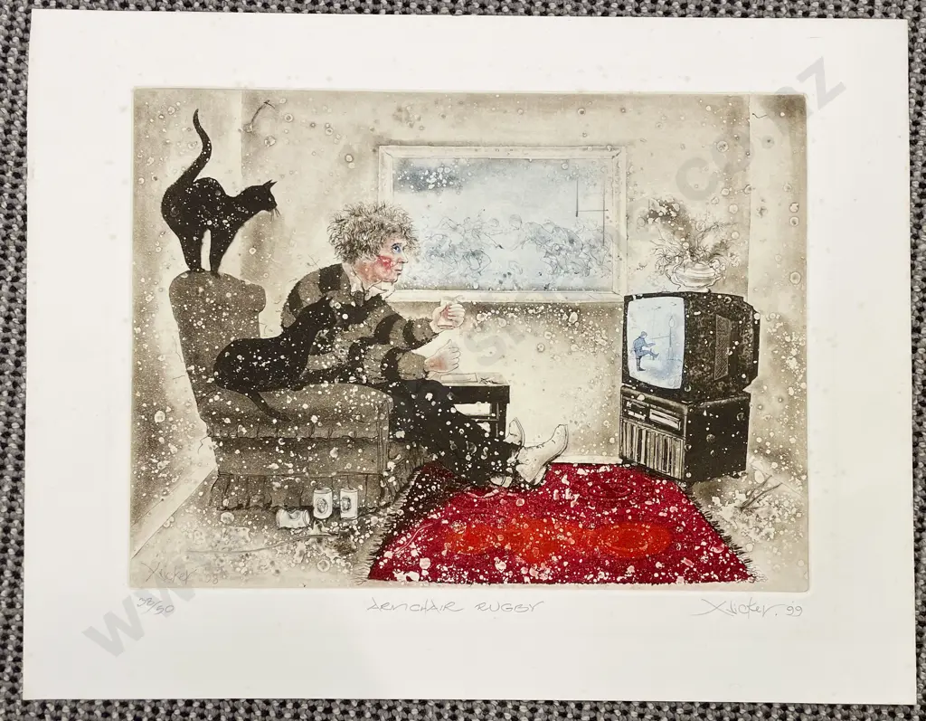 Gary Tricker - Armchair Rugby - Etching & Aquatint (Unframed) Image 1++